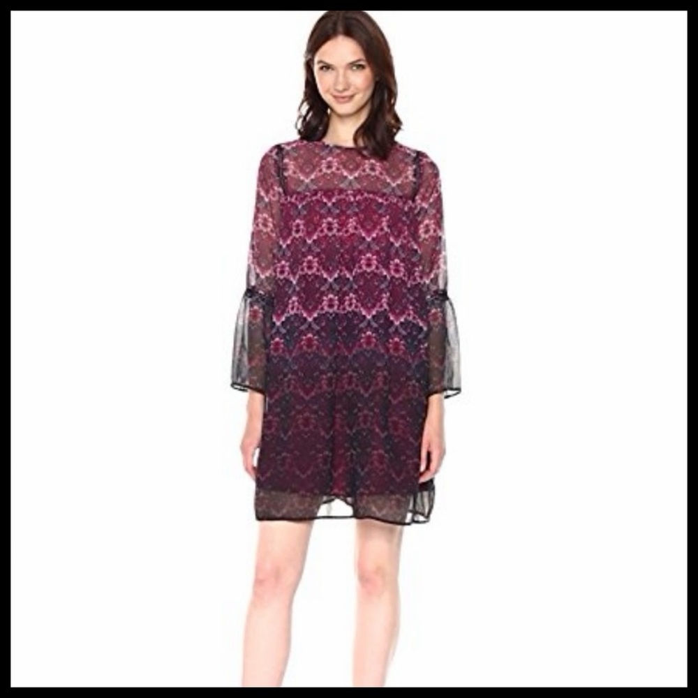 {Nanette Lepore} Moody Romance Ombré Chiffon Dress